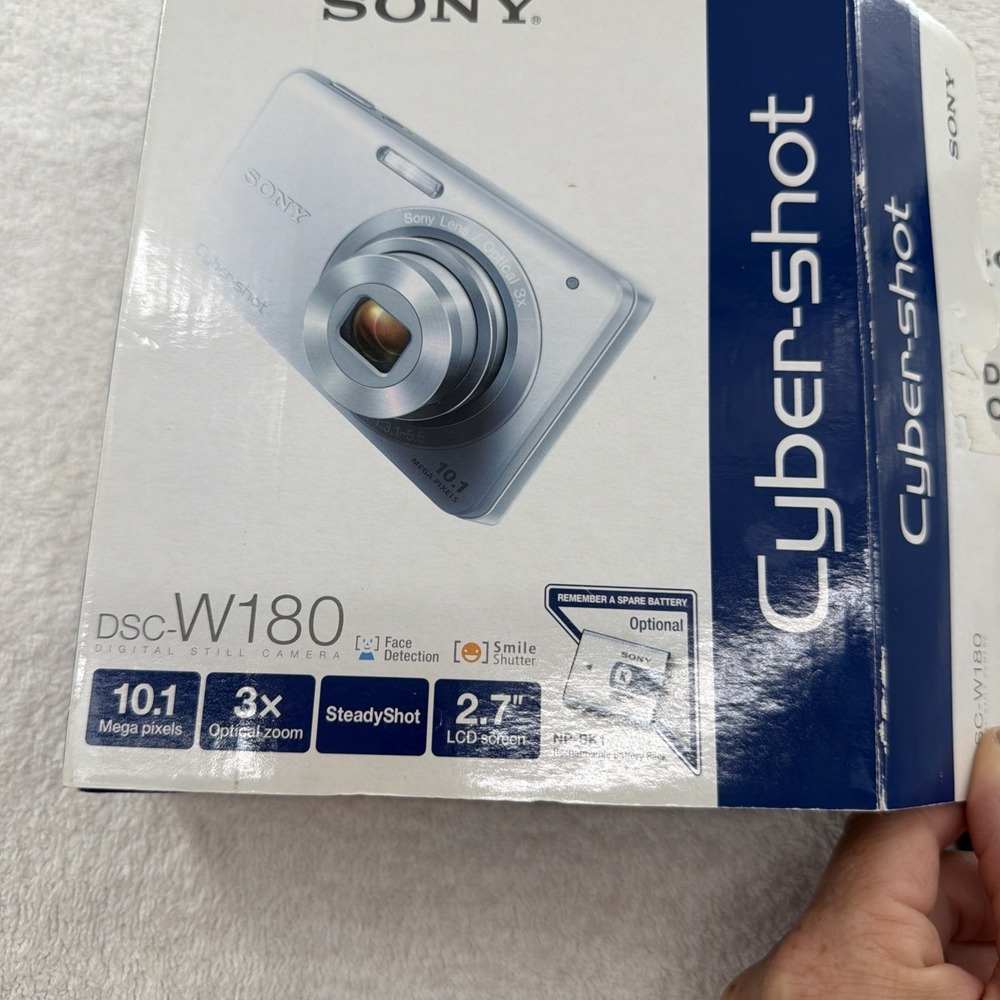 Sony Cyber-Shot DSC-W180 10.1MP Digital Camera Silver w/3x Zoom Bundle Boxed